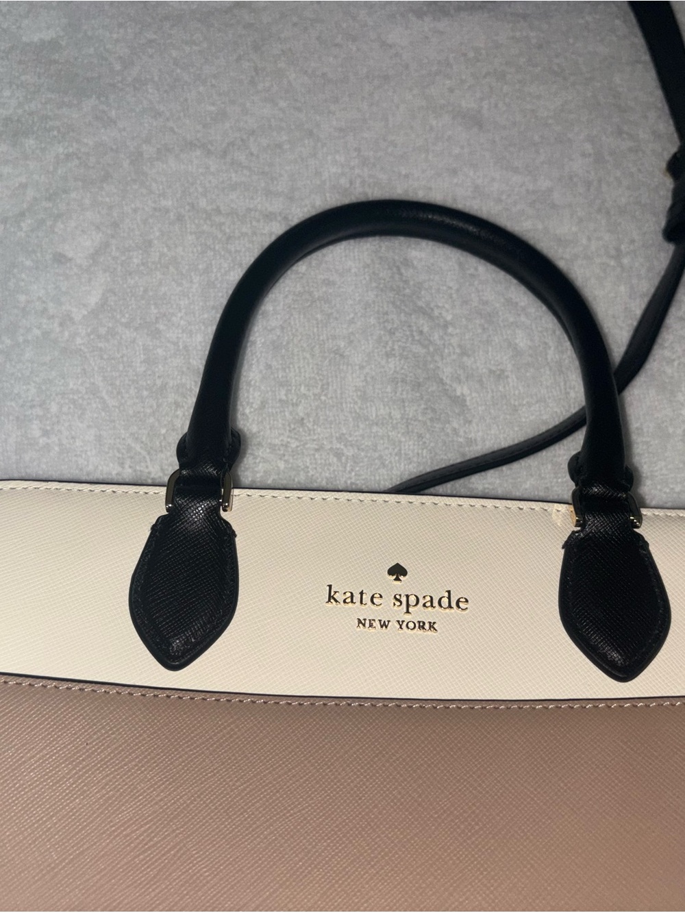 kate spade two-tone satchel in cream, taupe & black